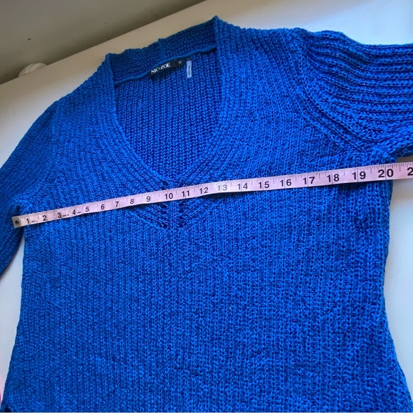 NIC+ZOE Women's Cobalt Blue V-Neck Knit Sweater Size M - Picture 9 of 10
